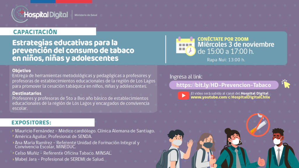 Jornada Online “Estrategias educativas para la prevención del consumo de tabaco en niños, niñas y adolescentes” SEREMI de Salud Los Lagos